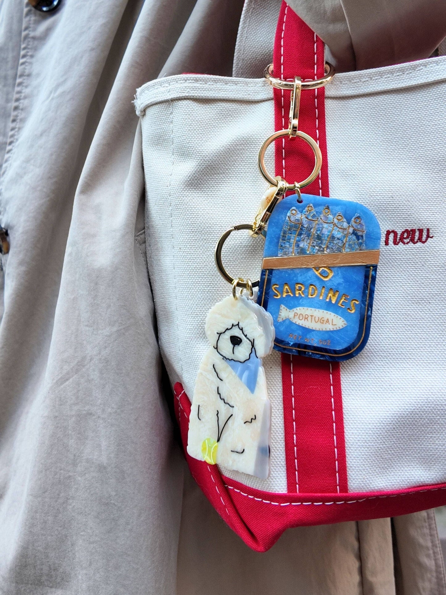 Hand-painted Sardines Bag Charm + Keychain