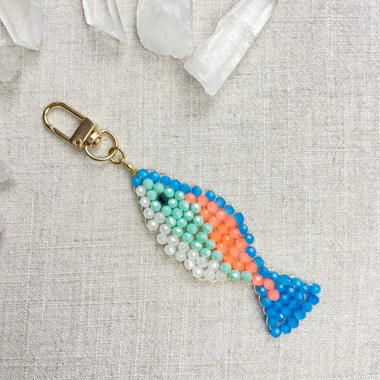Splashie// Breeze Glass Beaded Fish Charm Keychain