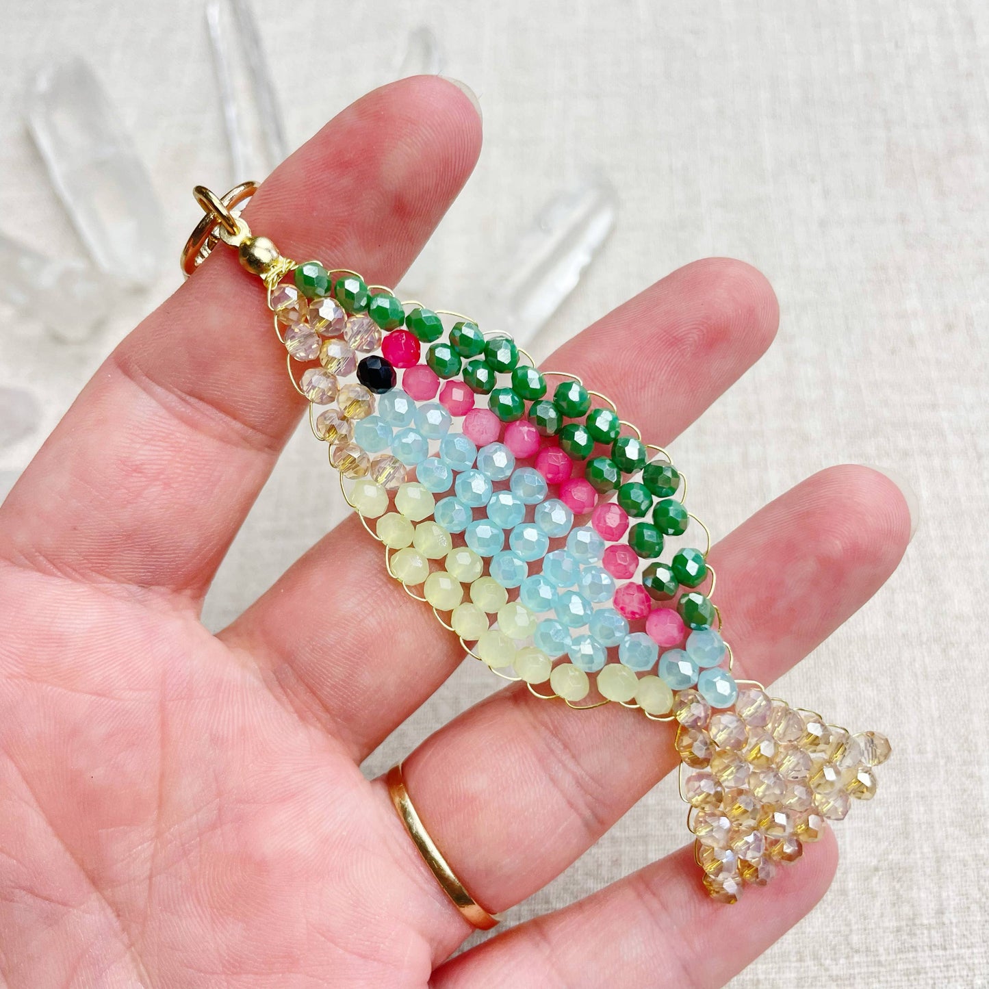 Splashie// Spring Glass Beaded Fish Charm Keychain
