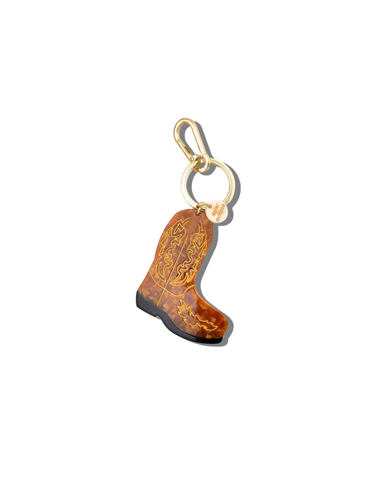 Hand-painted Cowboy Boot Bag Charm + Keychain | Eco-Friendly: Brown