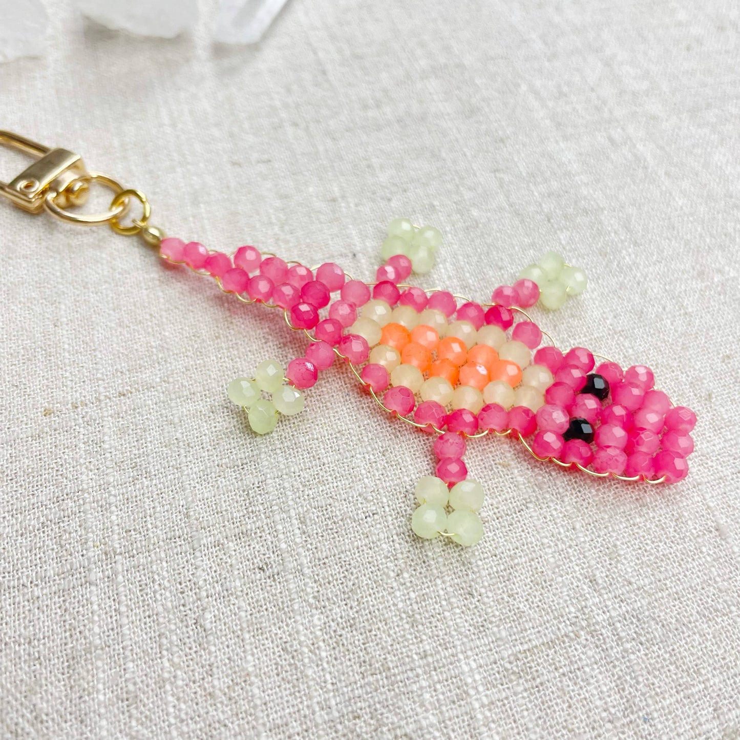 Gator// Candy Glass Beaded Alligator Charm Keychain