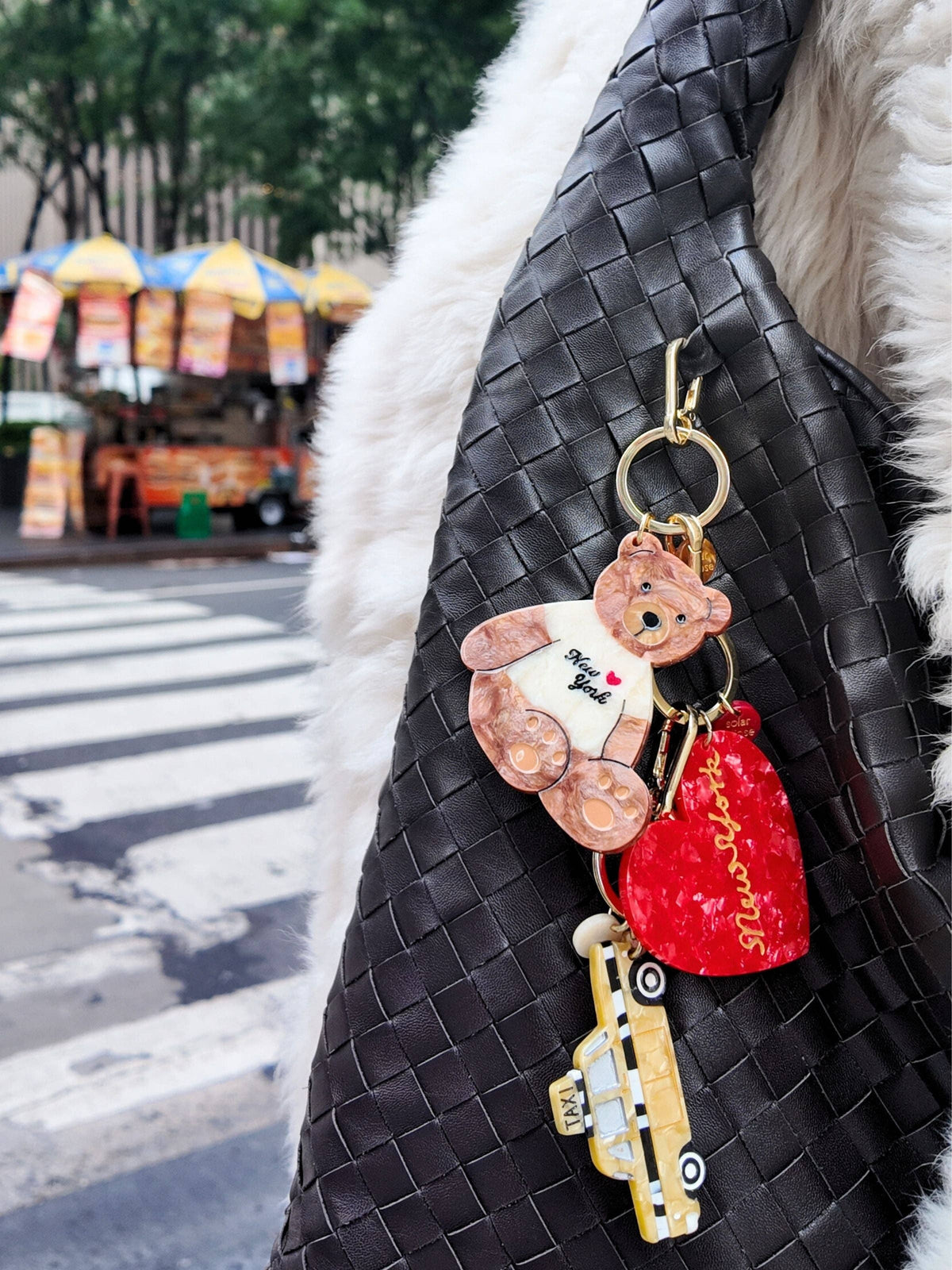 Hand-painted Taxicab Bag Charm & Keychain | Eco-Friendly