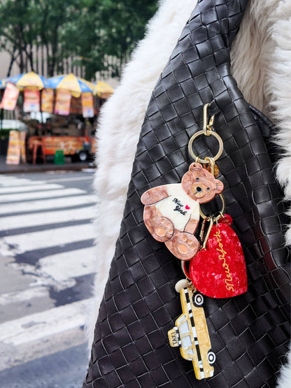 Hand-painted Taxicab Bag Charm & Keychain | Eco-Friendly