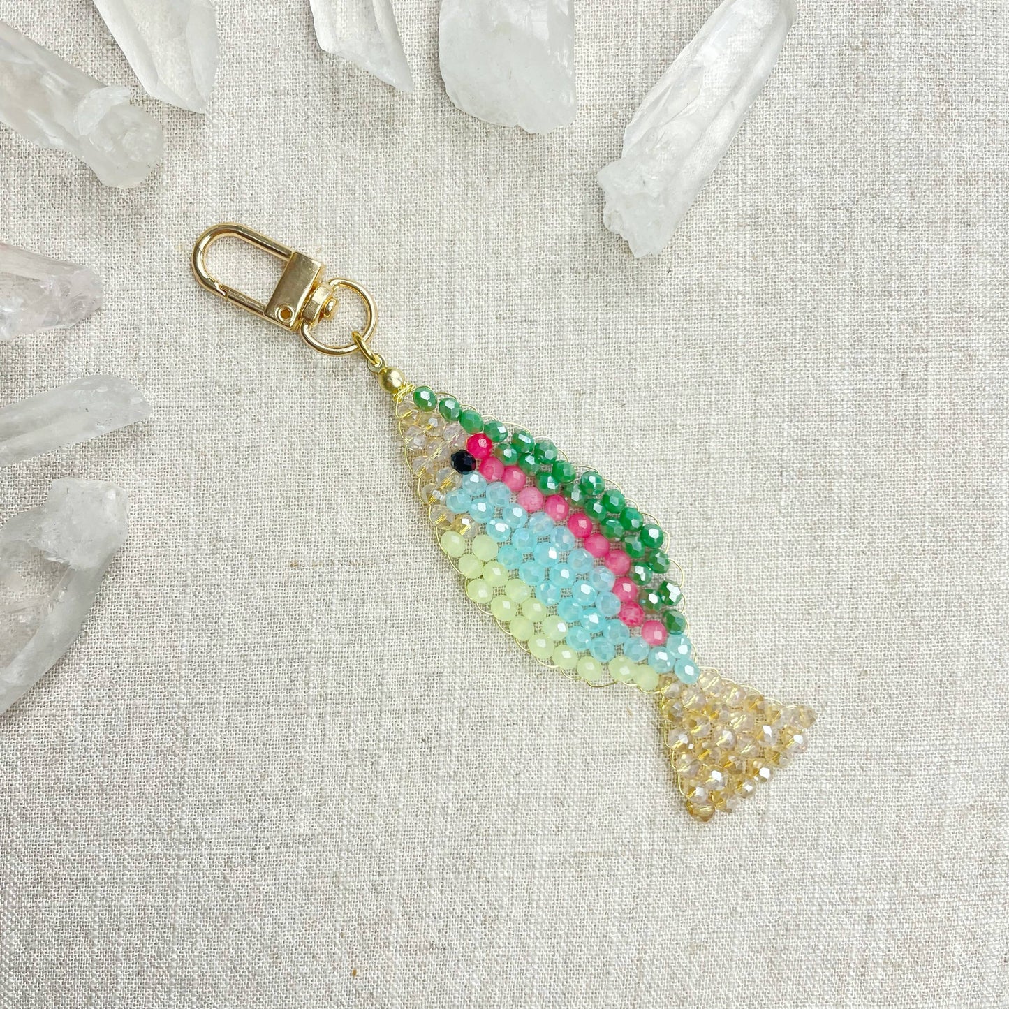 Splashie// Spring Glass Beaded Fish Charm Keychain