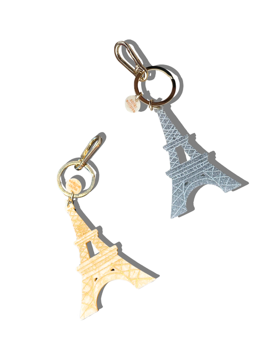 Hand-painted Eiffel Tower Bag Charm + Keychain: Silver
