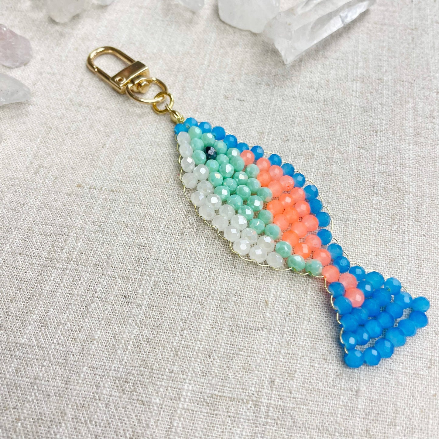 Splashie// Breeze Glass Beaded Fish Charm Keychain