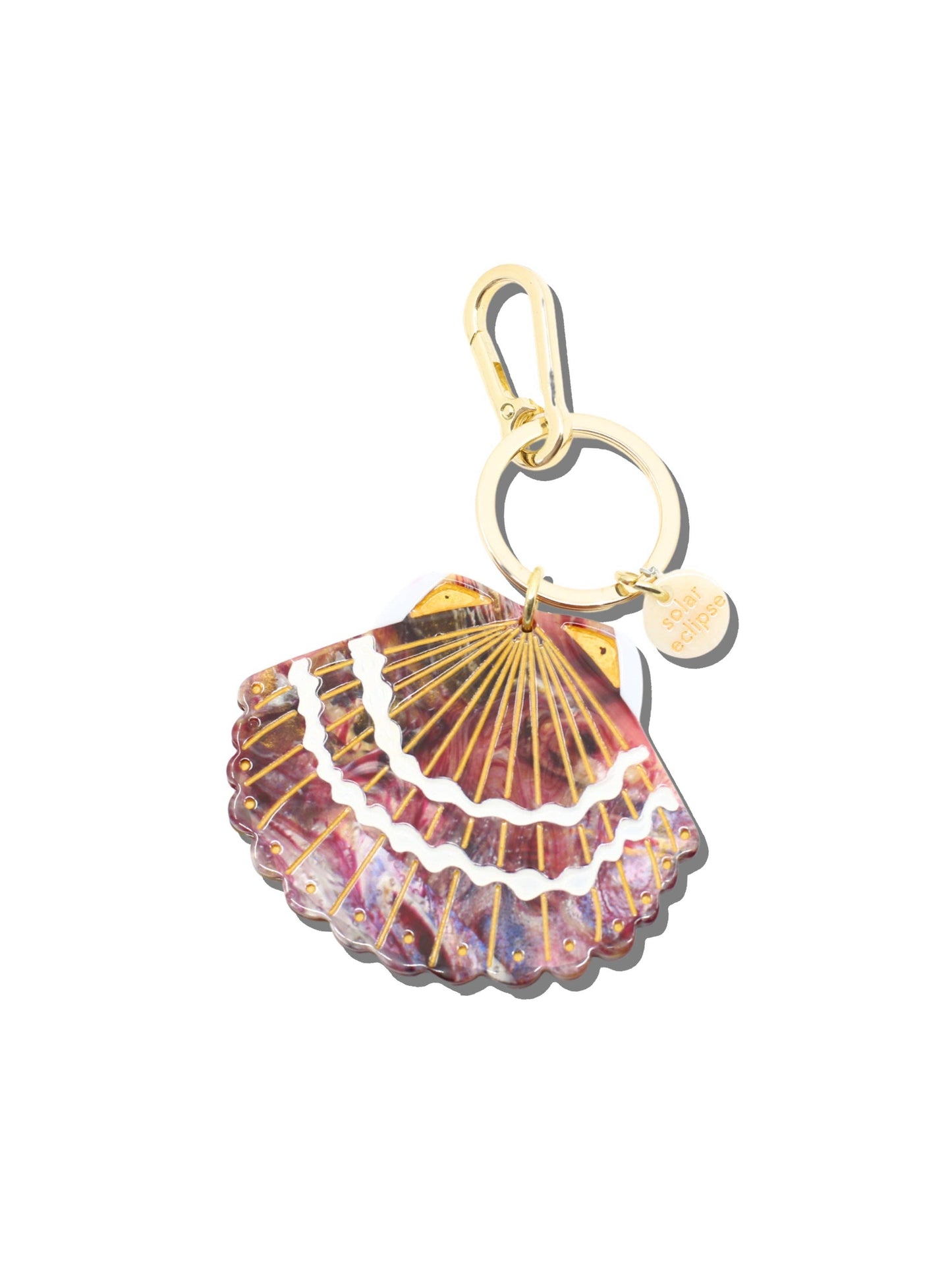 Hand-painted Seashell Bag Charm + Keychain | Eco-Friendly: Ocean Blue