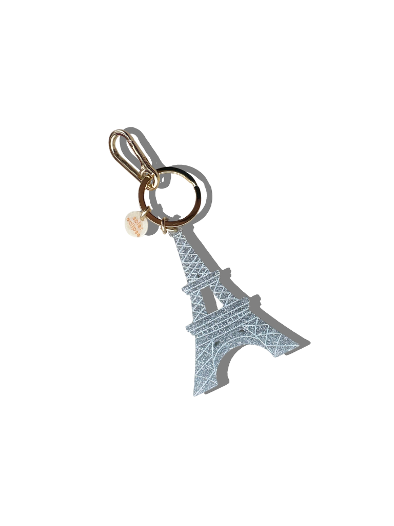 Hand-painted Eiffel Tower Bag Charm + Keychain: Silver