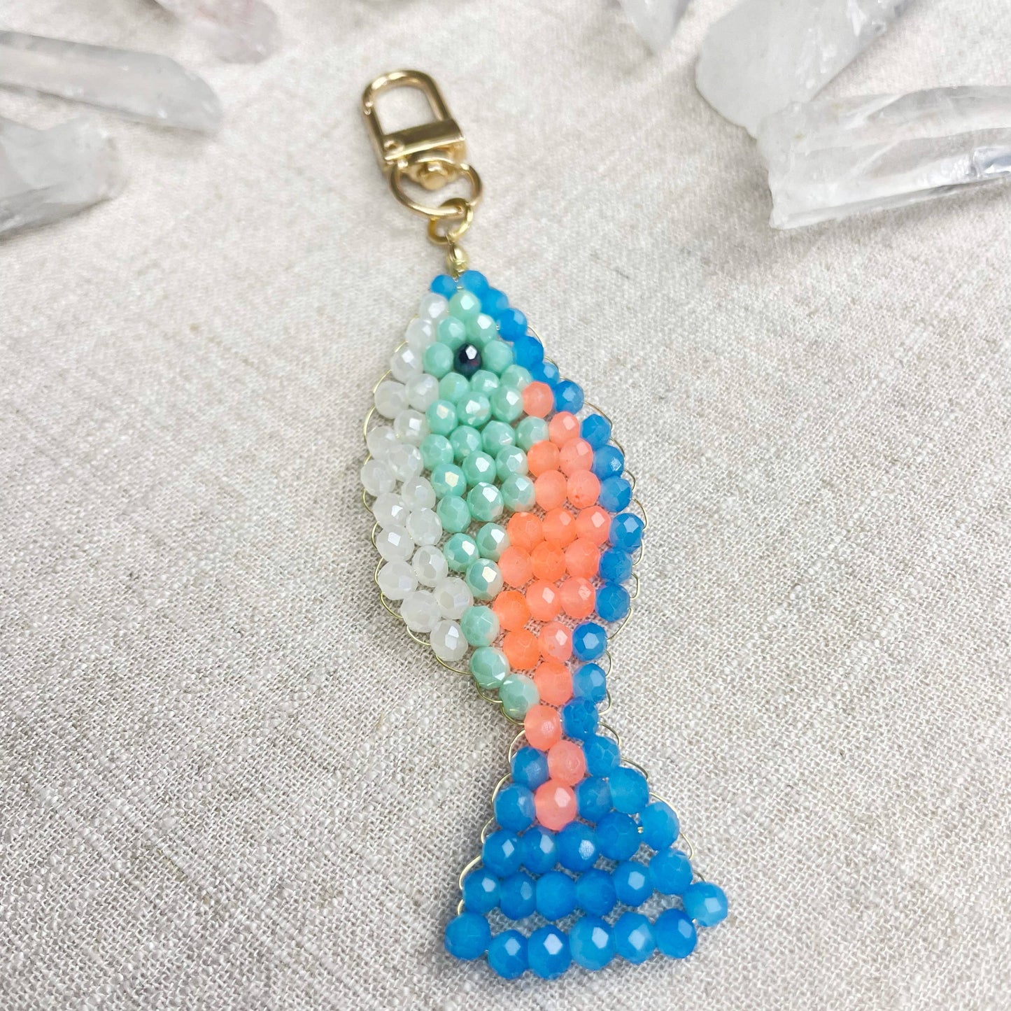Splashie// Breeze Glass Beaded Fish Charm Keychain