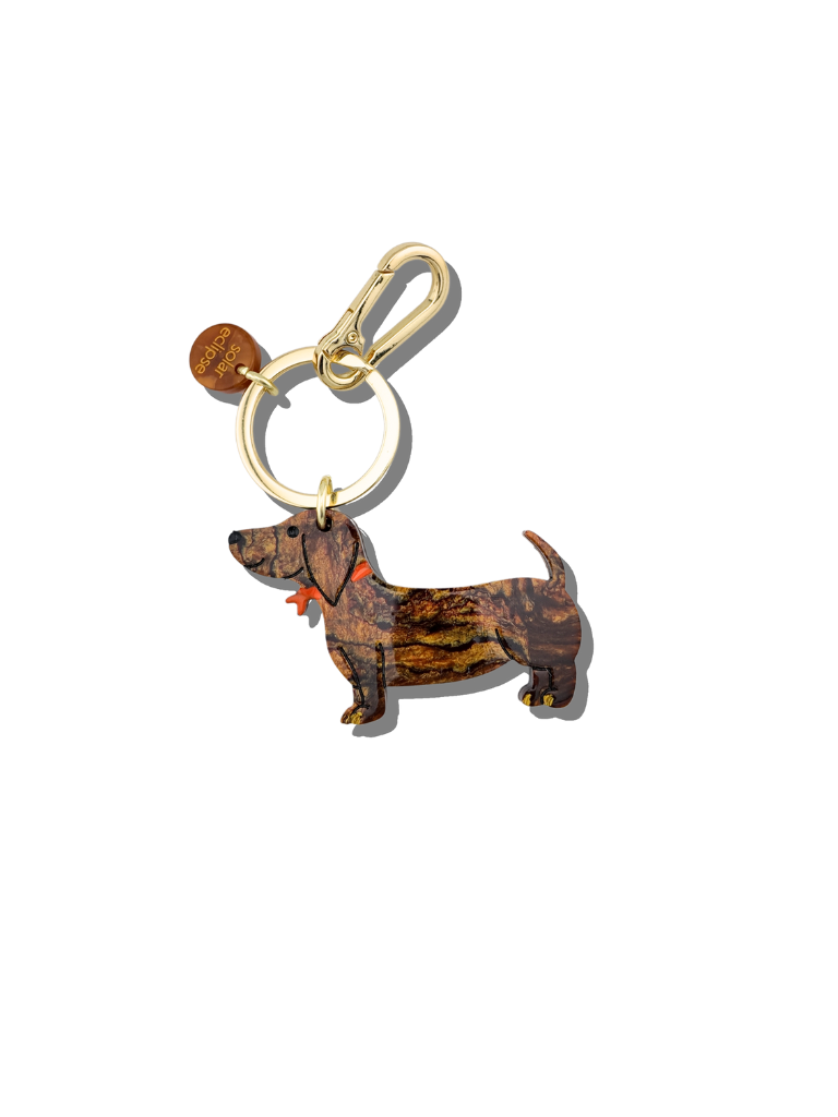 Hand-painted Dachshund Dog Bag Charm + Keychain| Eco-Friendly PREORDER