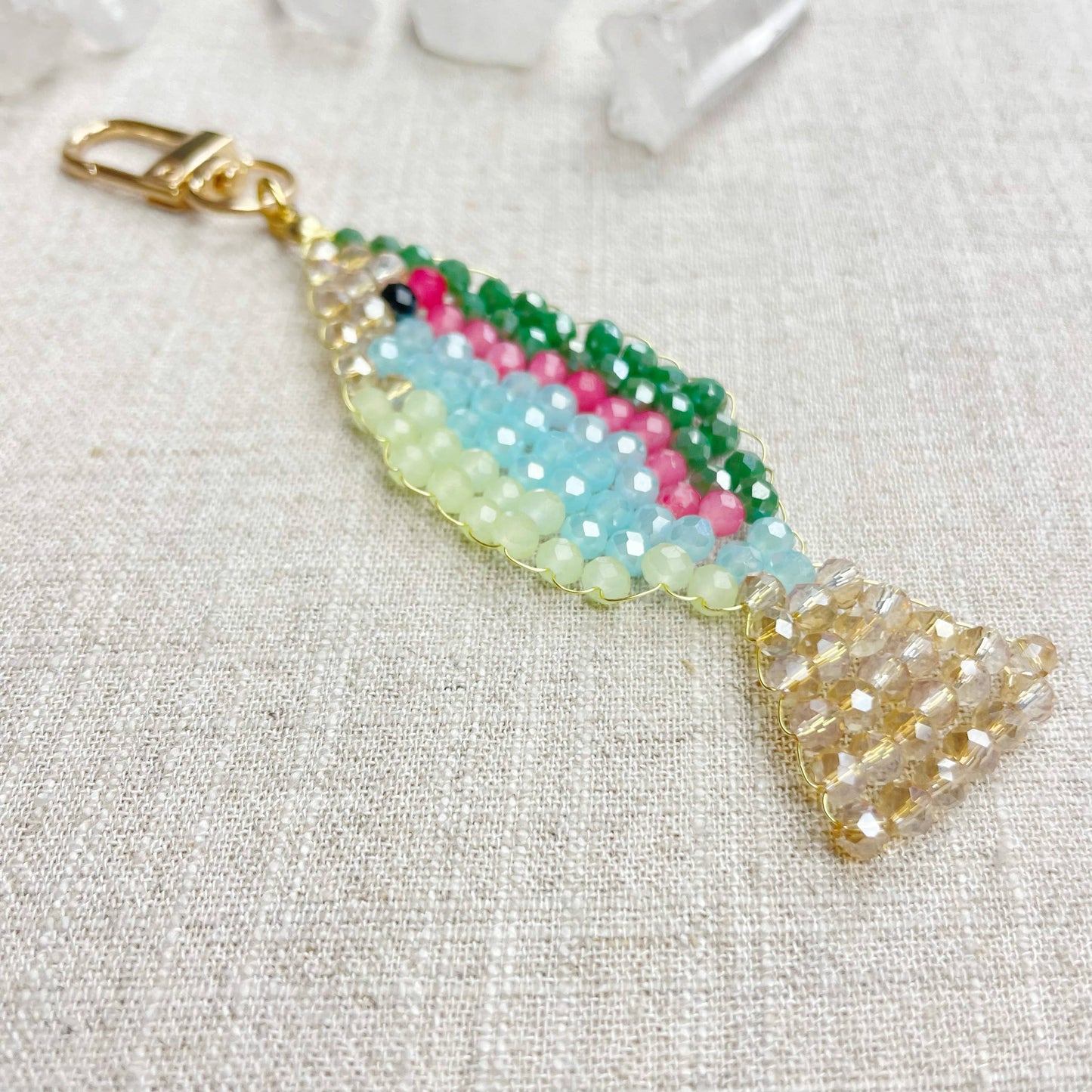 Splashie// Spring Glass Beaded Fish Charm Keychain