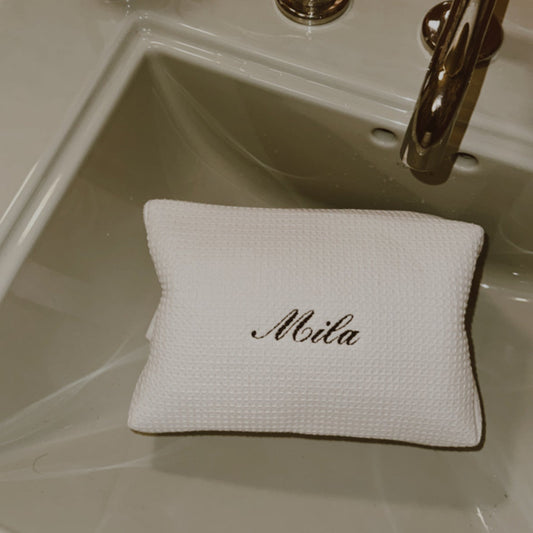 Monogrammed Waffle Pouch