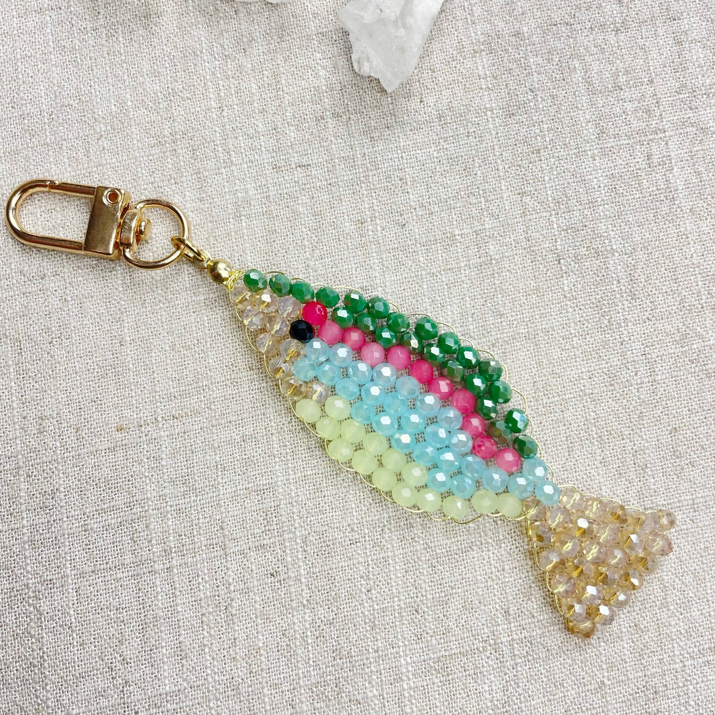 Splashie// Spring Glass Beaded Fish Charm Keychain