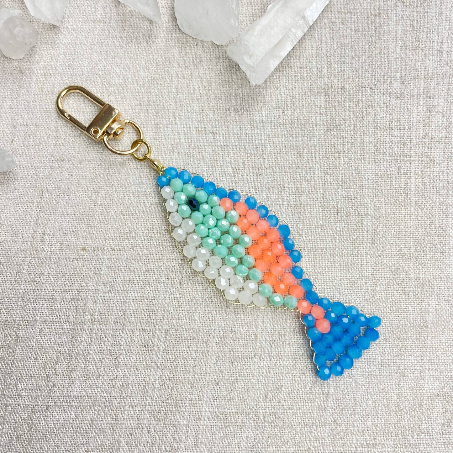 Splashie// Breeze Glass Beaded Fish Charm Keychain