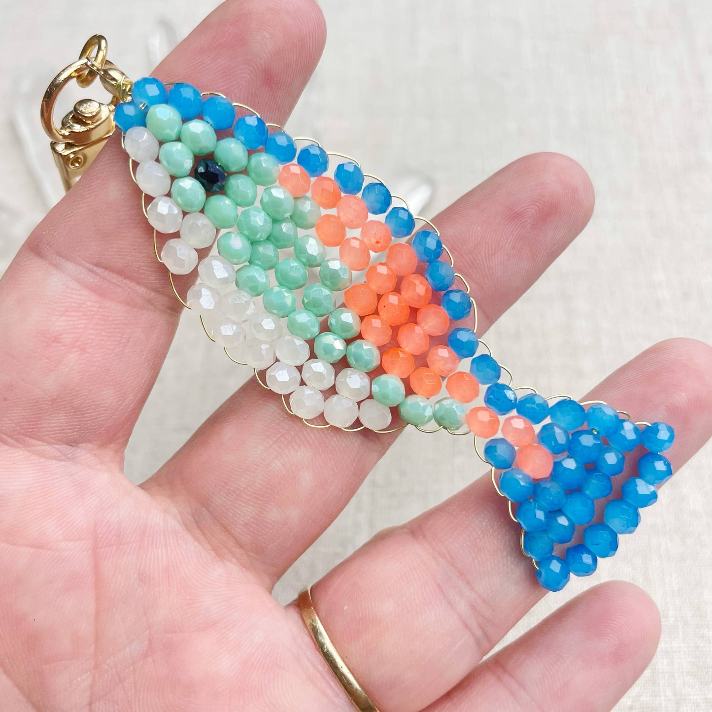 Splashie// Breeze Glass Beaded Fish Charm Keychain