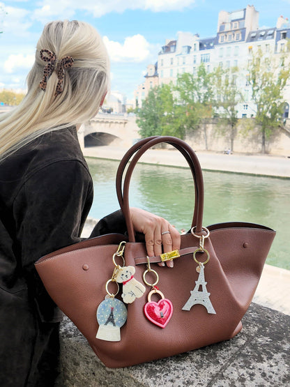 Hand-painted Eiffel Tower Bag Charm + Keychain: Silver