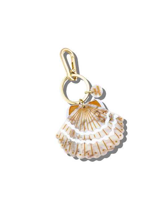 Hand-painted Seashell Bag Charm + Keychain | Eco-Friendly: Ocean Blue