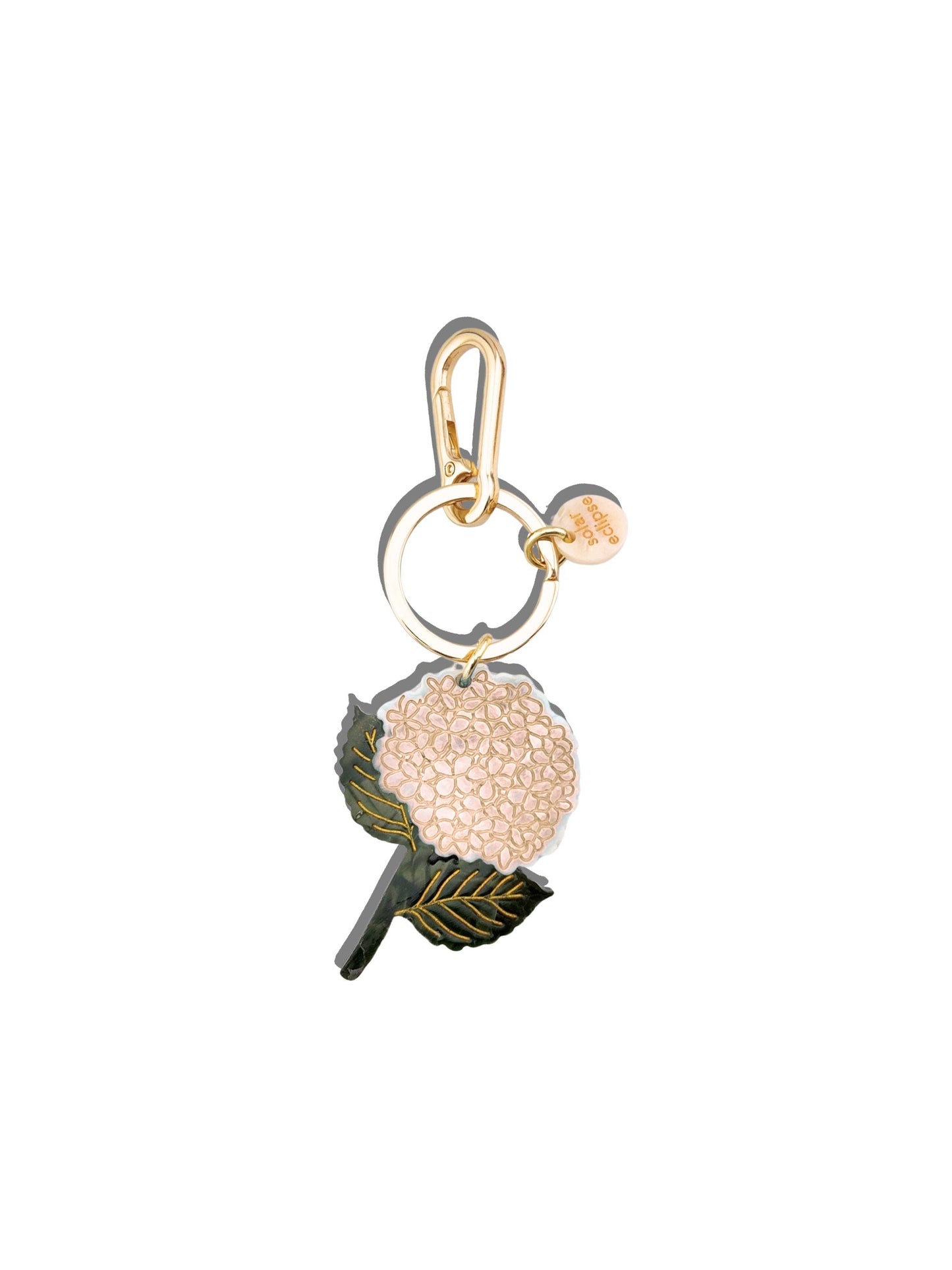 Hand-painted Hydrangea Bag Charm + Keychain | Eco-Friendly: Baby Blue