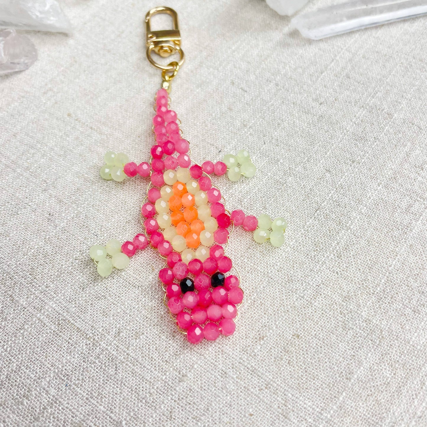 Gator// Candy Glass Beaded Alligator Charm Keychain