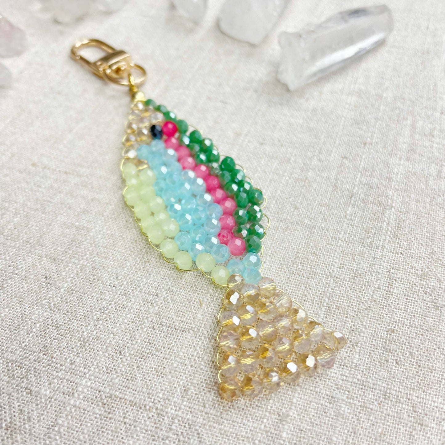 Splashie// Spring Glass Beaded Fish Charm Keychain