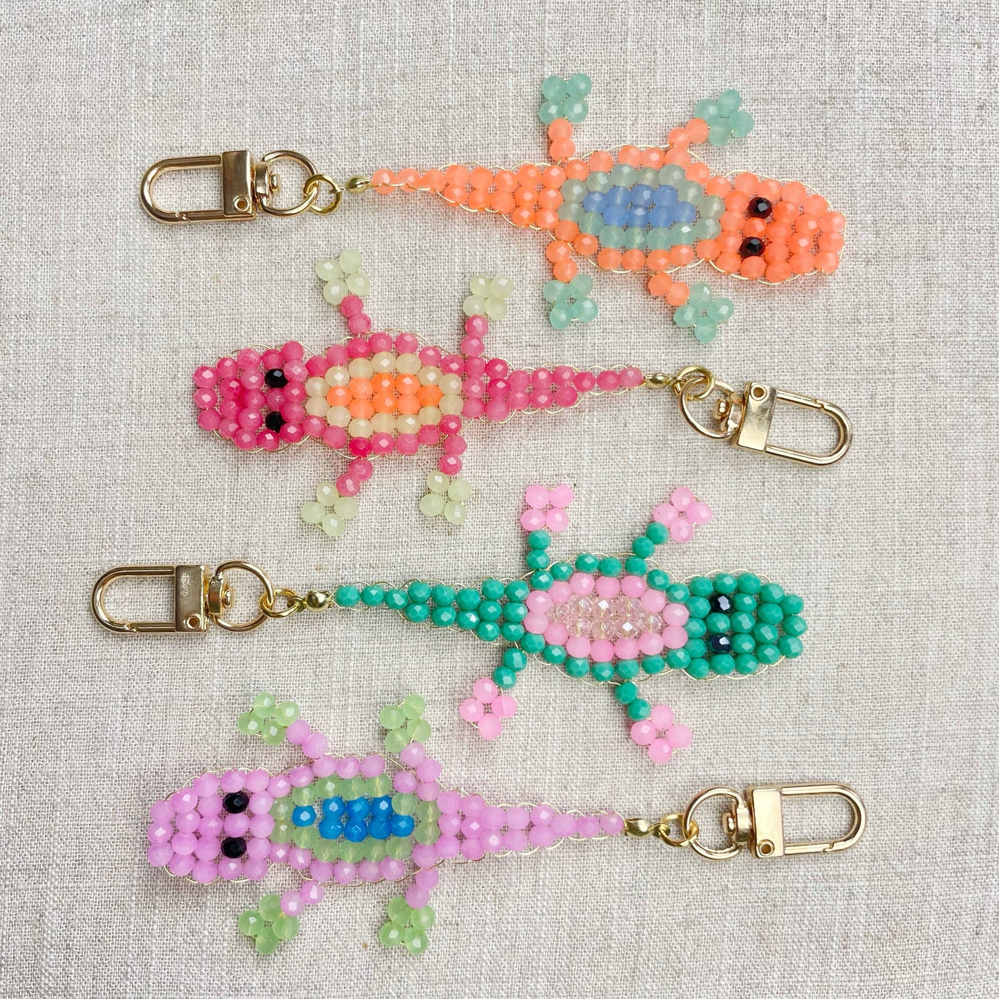 Gator// Grape Glass Beaded Alligator Charm Keychain