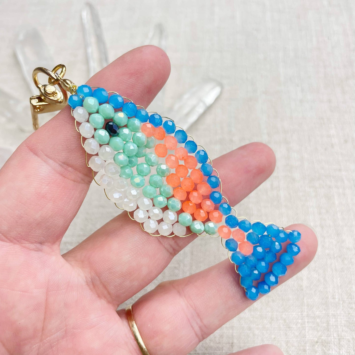 Splashie// Breeze Glass Beaded Fish Charm Keychain