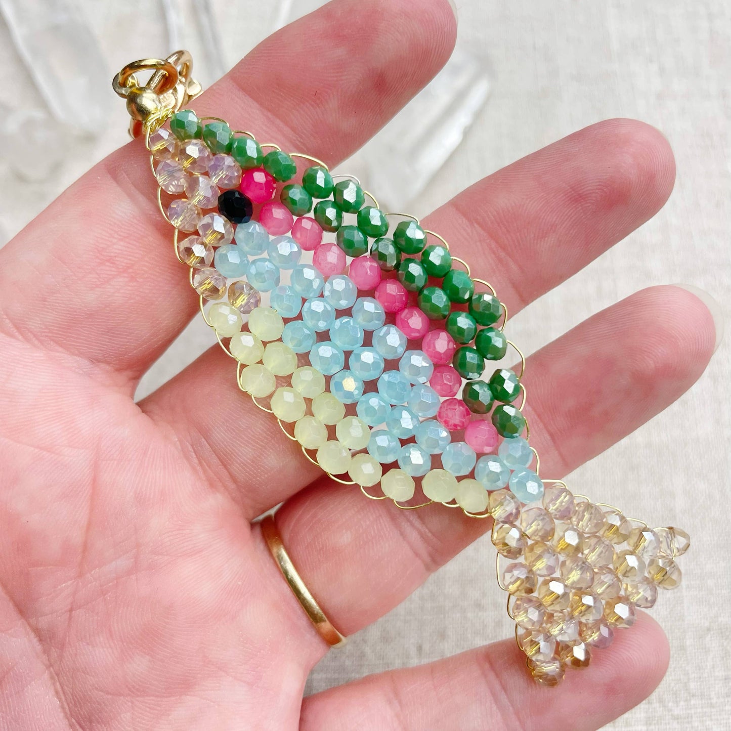 Splashie// Spring Glass Beaded Fish Charm Keychain