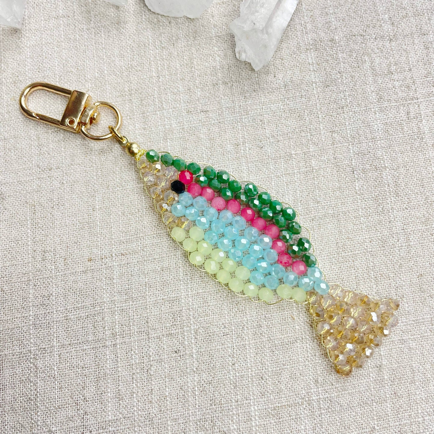 Splashie// Spring Glass Beaded Fish Charm Keychain