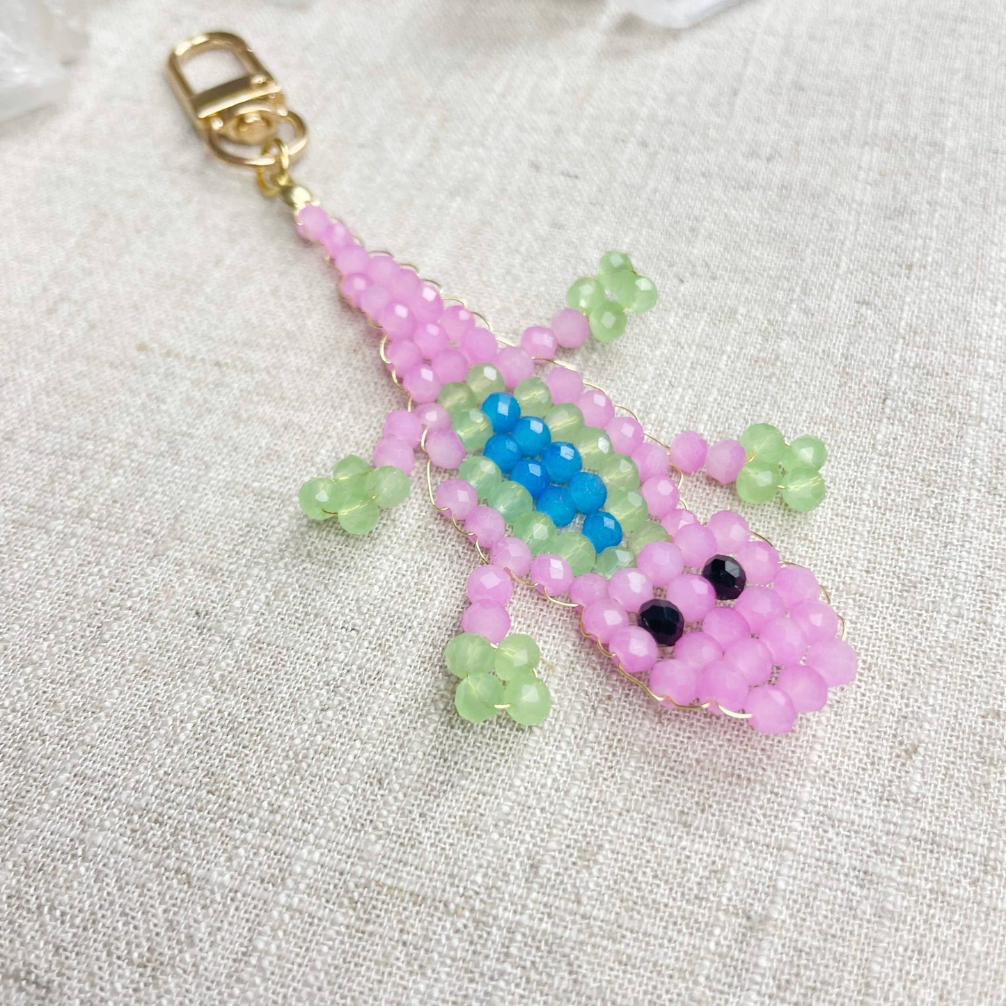 Gator// Grape Glass Beaded Alligator Charm Keychain