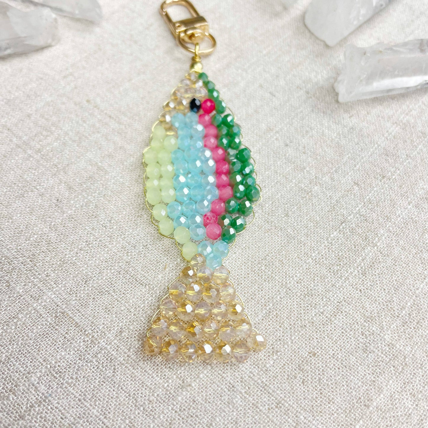 Splashie// Spring Glass Beaded Fish Charm Keychain