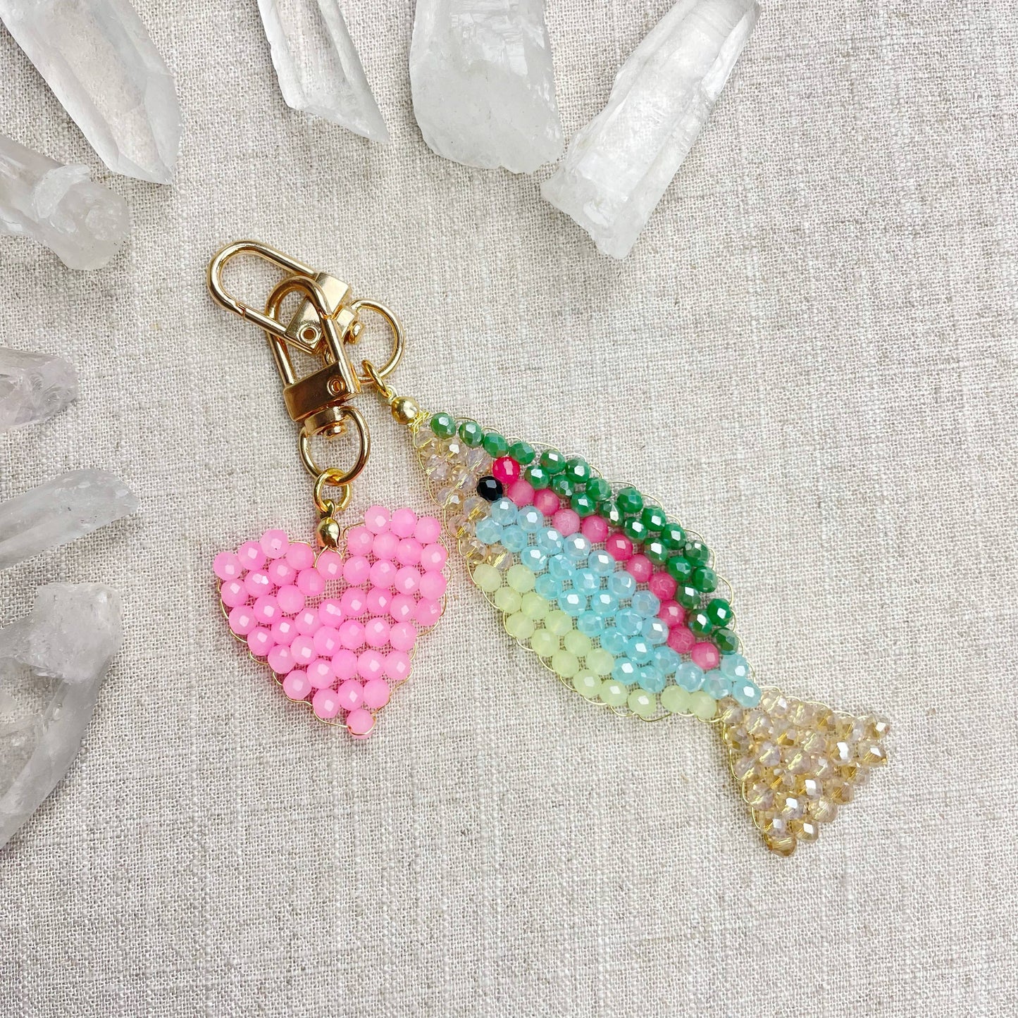 Splashie// Spring Glass Beaded Fish Charm Keychain