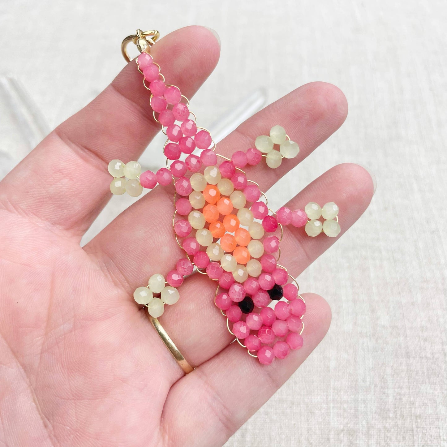 Gator// Candy Glass Beaded Alligator Charm Keychain
