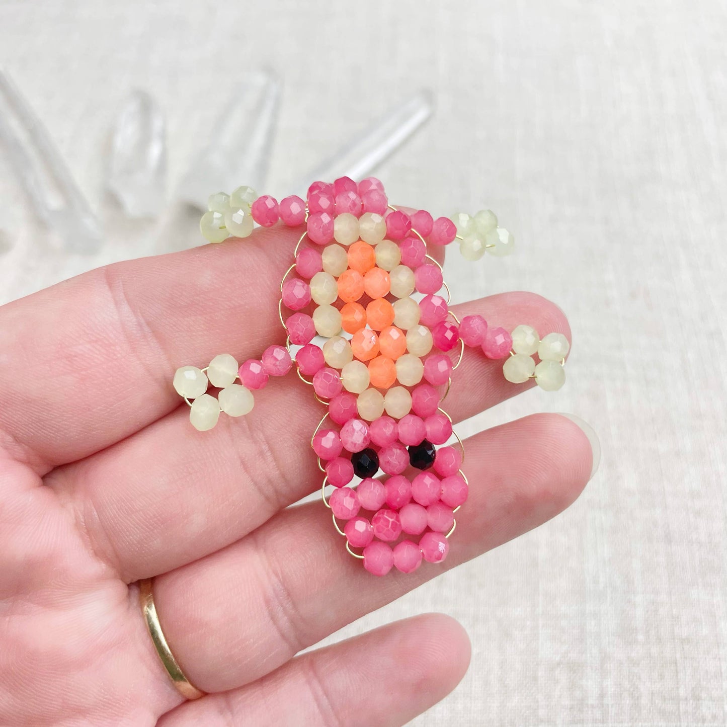 Gator// Candy Glass Beaded Alligator Charm Keychain