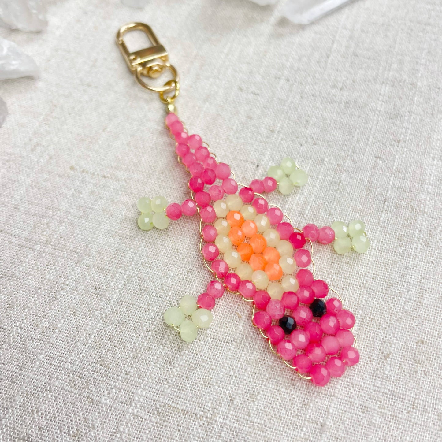 Gator// Candy Glass Beaded Alligator Charm Keychain