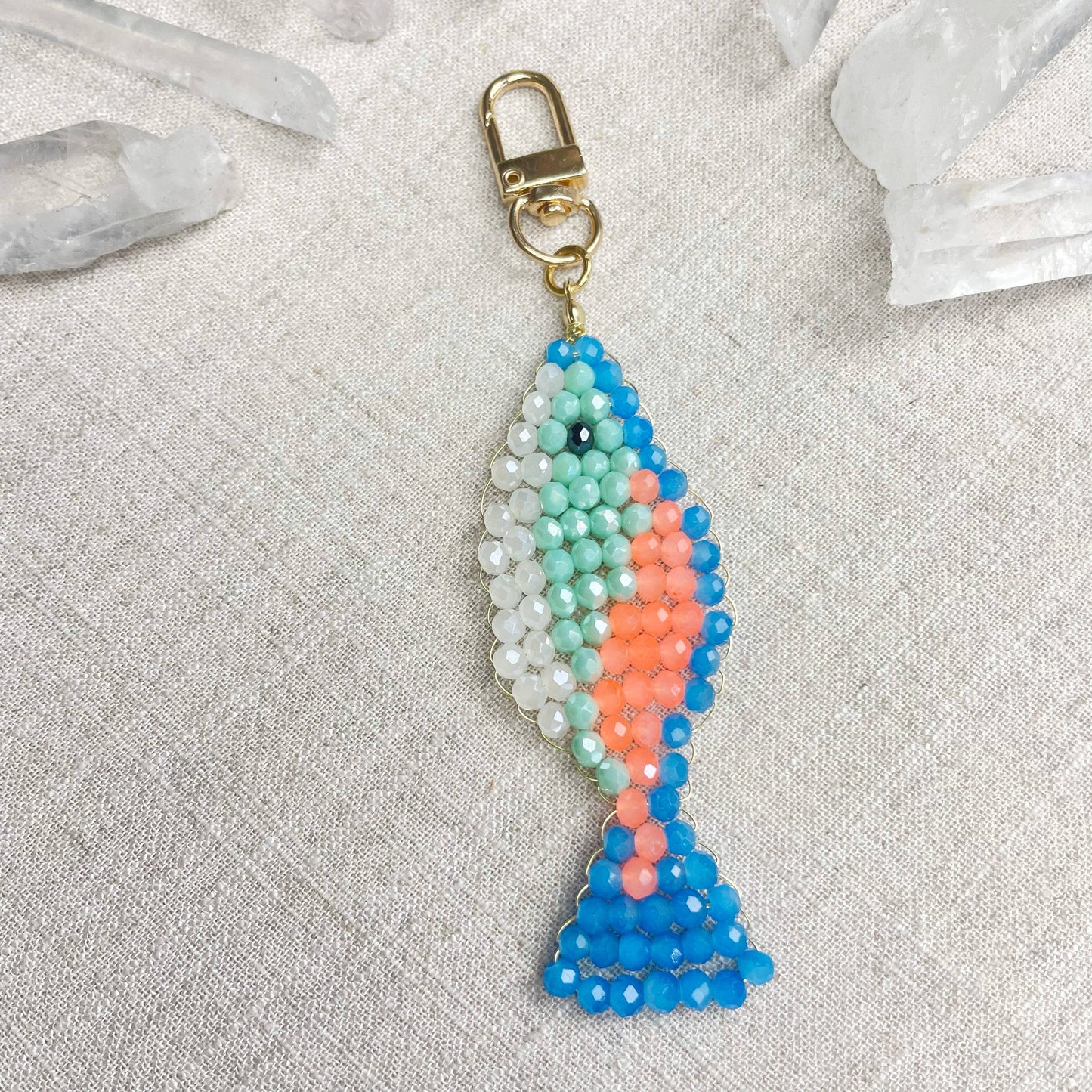 Splashie// Breeze Glass Beaded Fish Charm Keychain