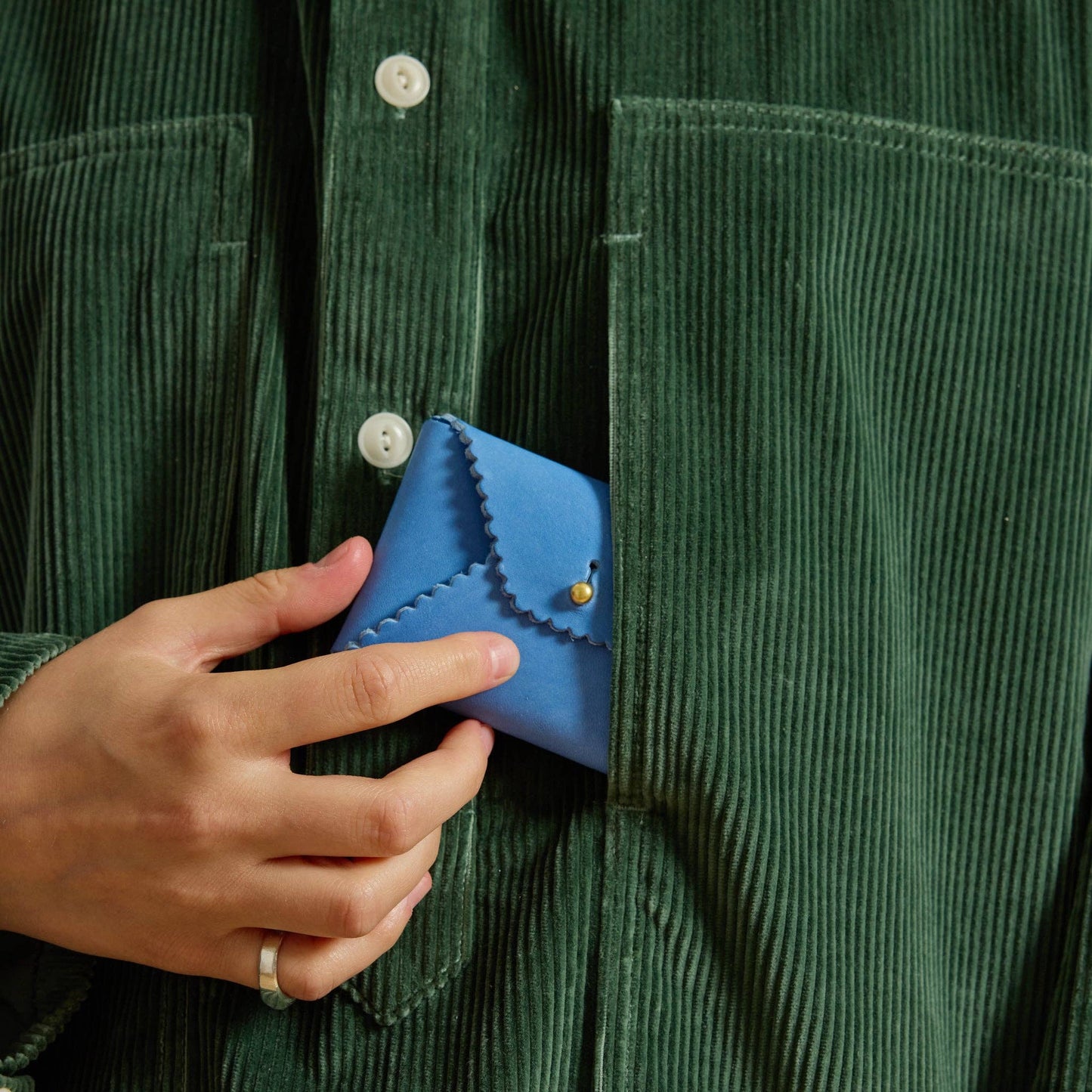 Scallop Wallet | Cerulean+Pine