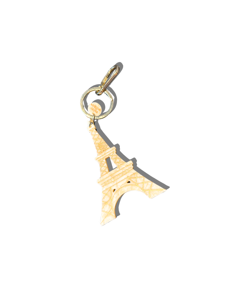Hand-painted Eiffel Tower Bag Charm + Keychain: Silver