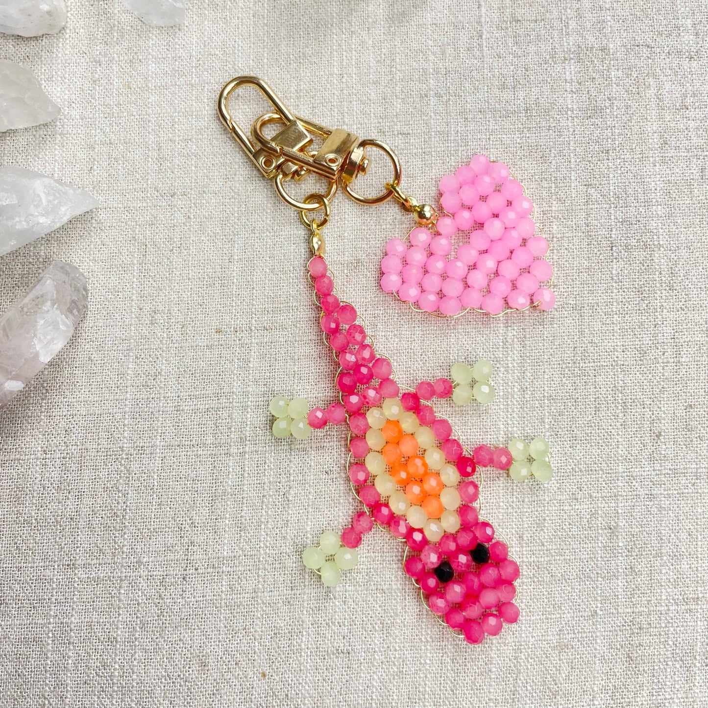 Gator// Candy Glass Beaded Alligator Charm Keychain