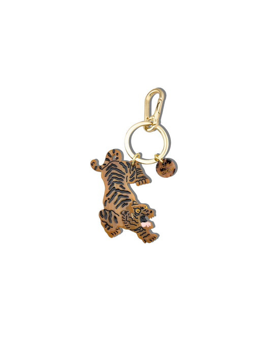 Hand-painted Tiger Bag Charm + Keychain | Eco-friendly: Orange