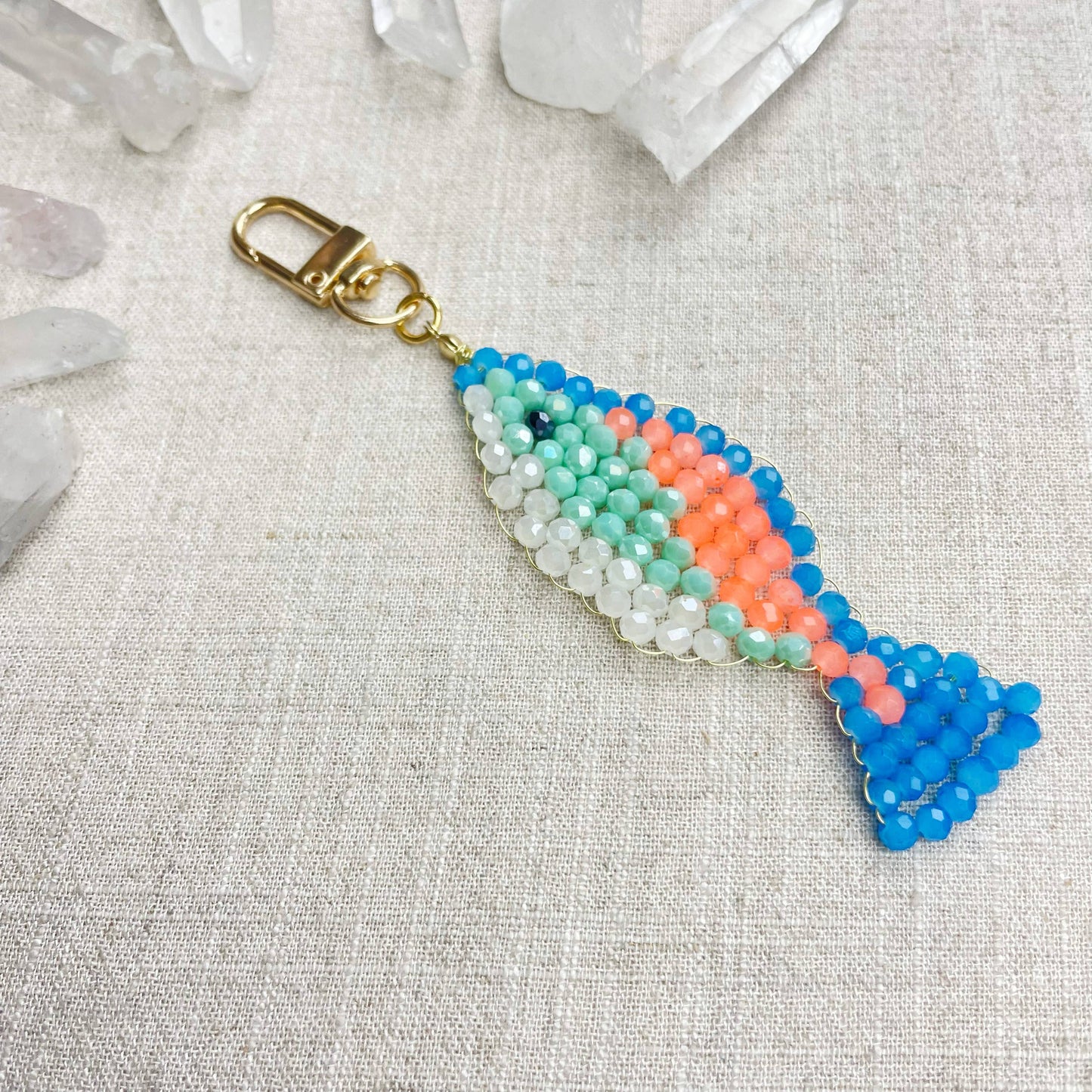 Splashie// Breeze Glass Beaded Fish Charm Keychain
