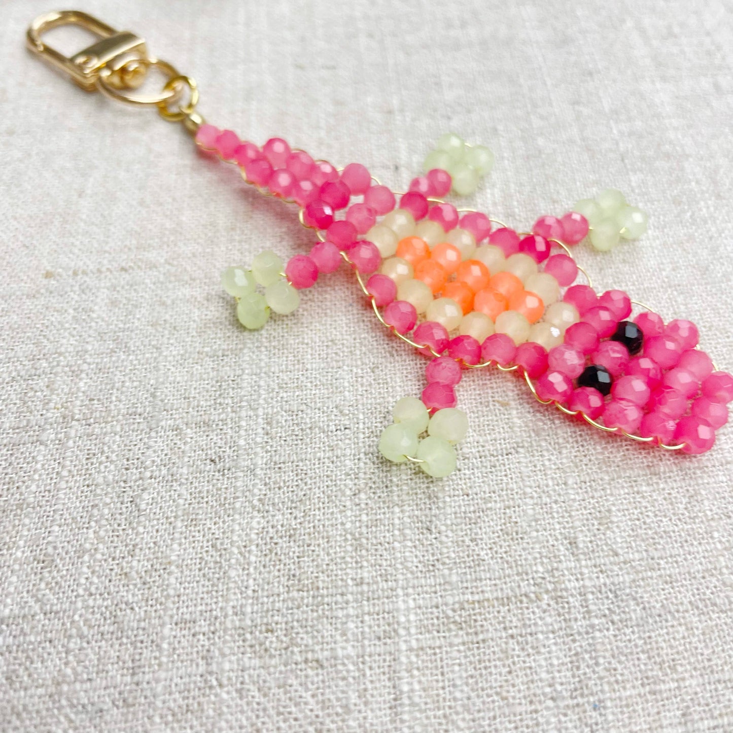 Gator// Candy Glass Beaded Alligator Charm Keychain