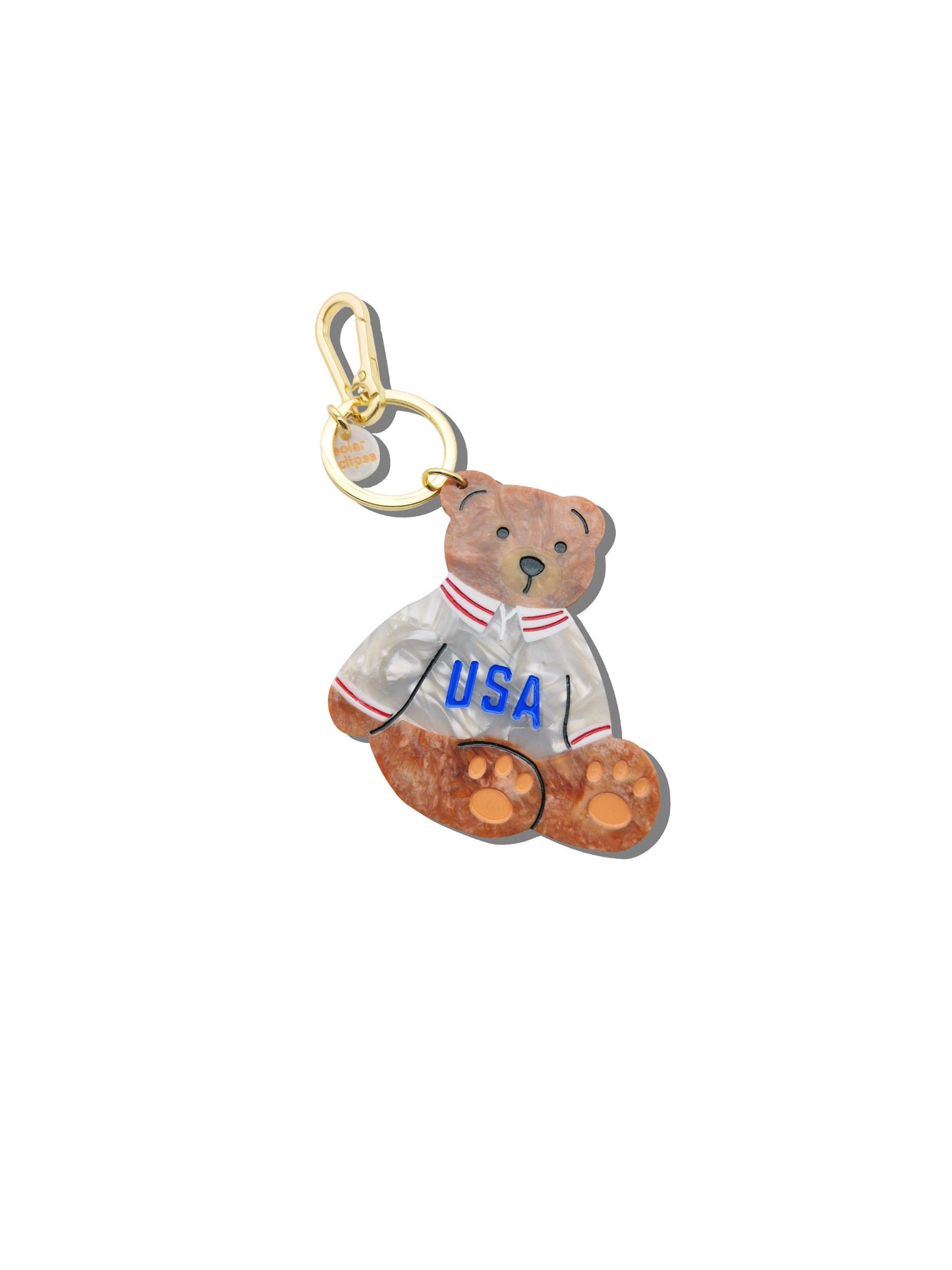 Hand-painted USA Teddy Bag Charm + Keychain