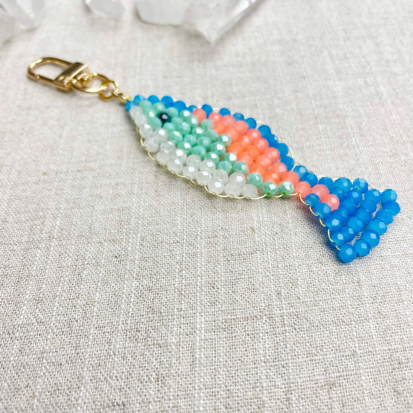 Splashie// Breeze Glass Beaded Fish Charm Keychain