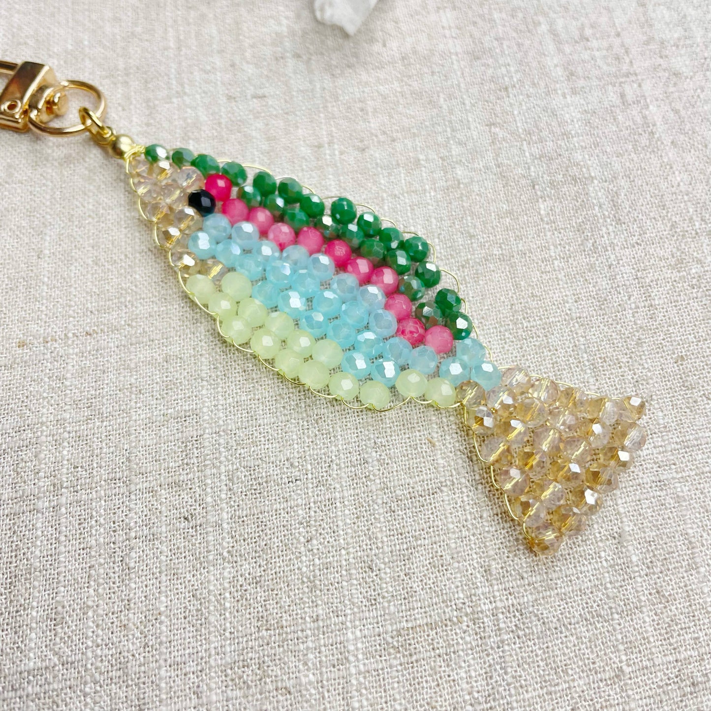 Splashie// Spring Glass Beaded Fish Charm Keychain