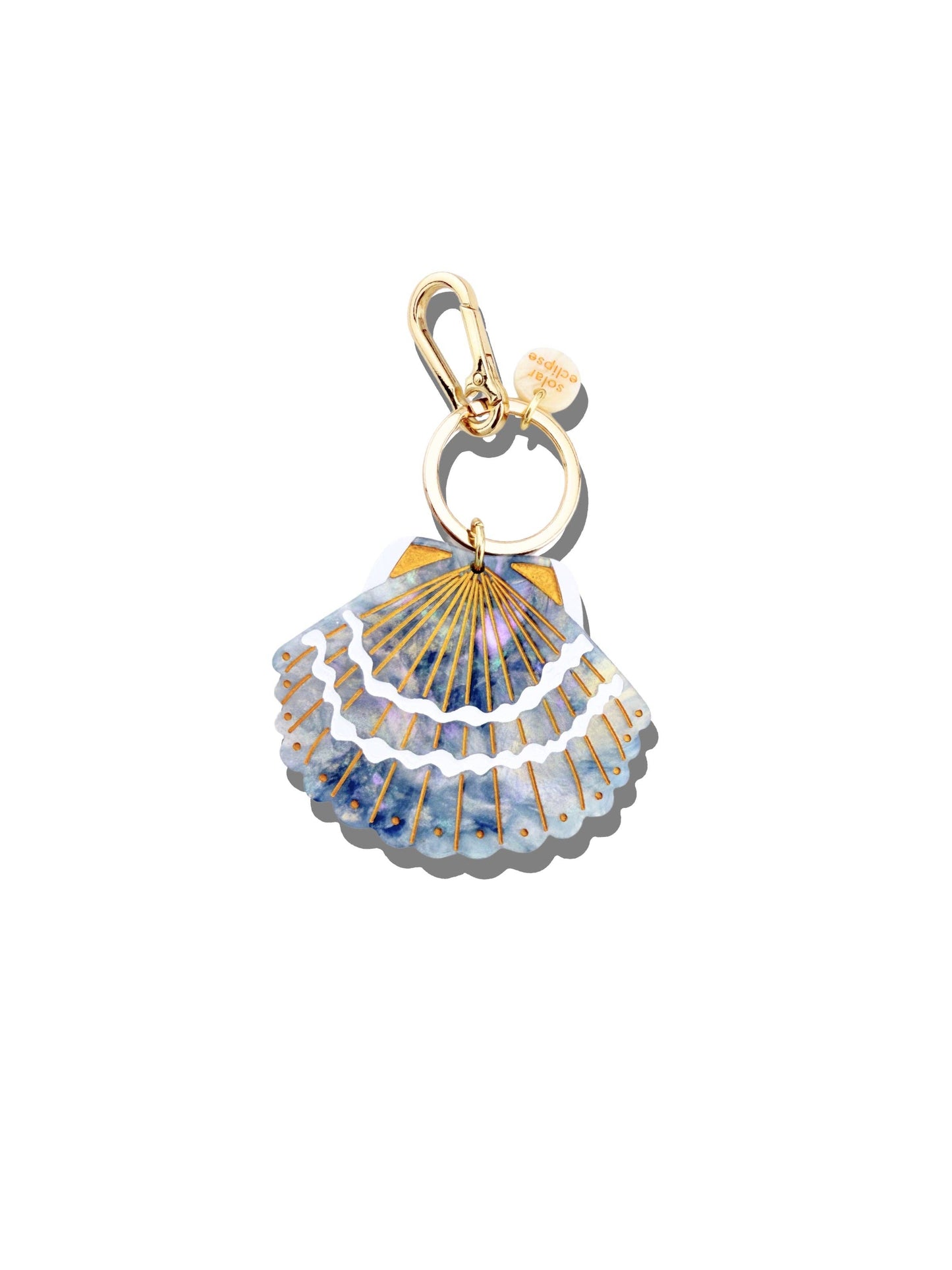 Hand-painted Seashell Bag Charm + Keychain | Eco-Friendly: Ocean Blue