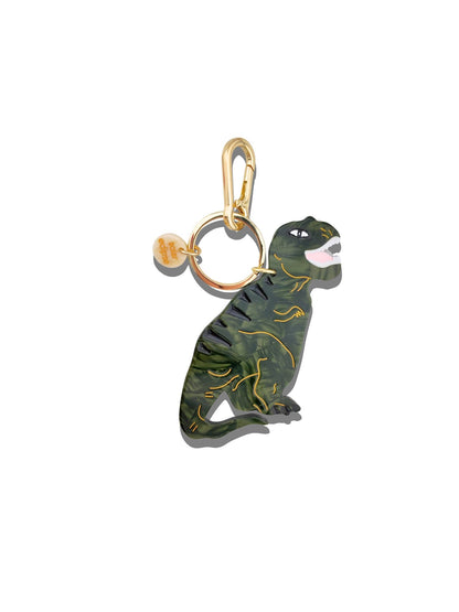 Hand-painted Dinosaur Bag Charm + Keychain | Eco-Friendly