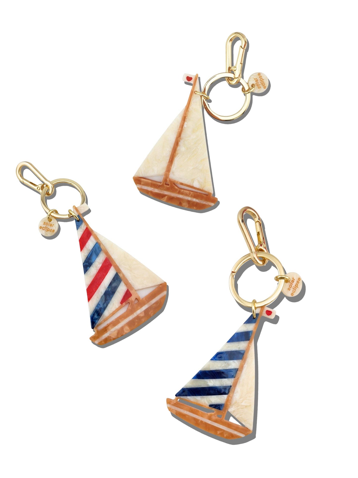 Hand-painted Sailboat Bag Charm + Keychain | Eco-Friendly: Blue