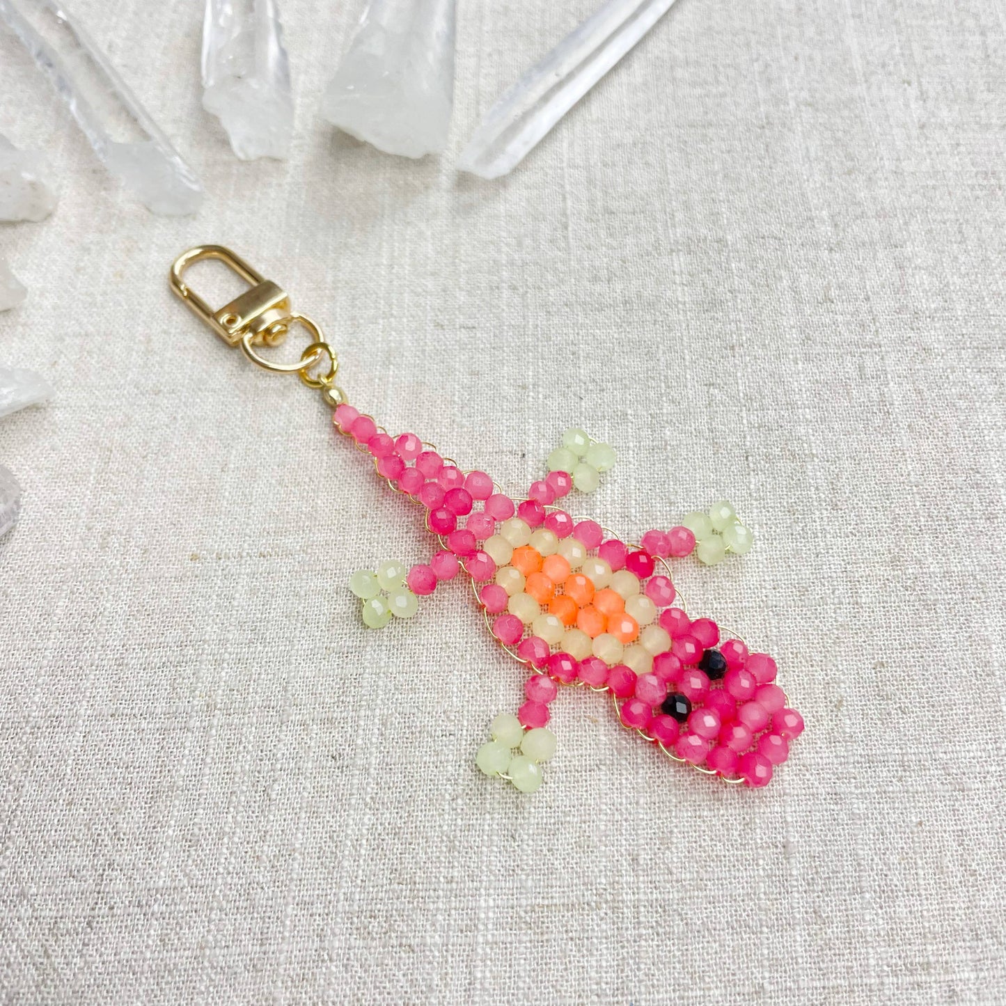 Gator// Candy Glass Beaded Alligator Charm Keychain