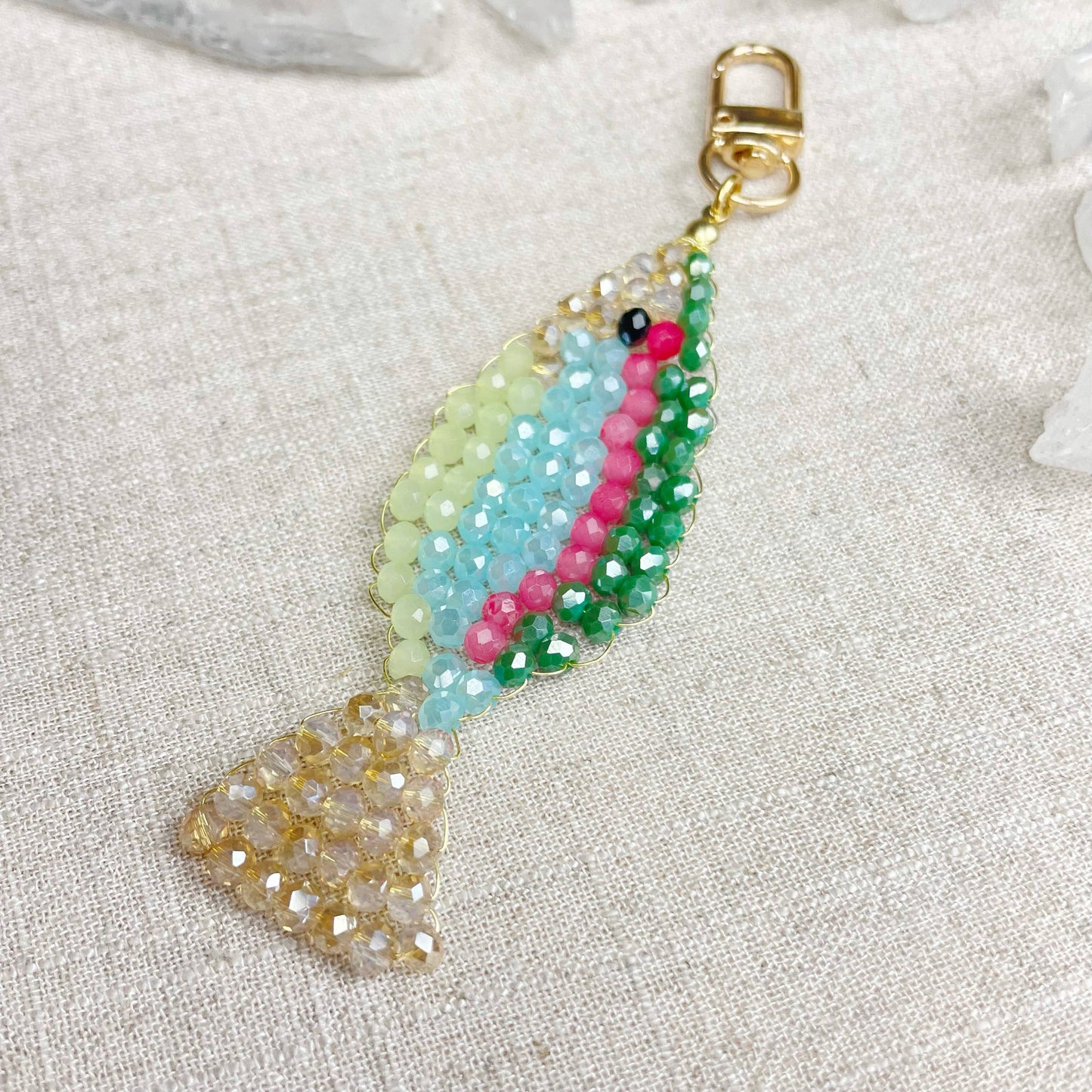 Splashie// Spring Glass Beaded Fish Charm Keychain