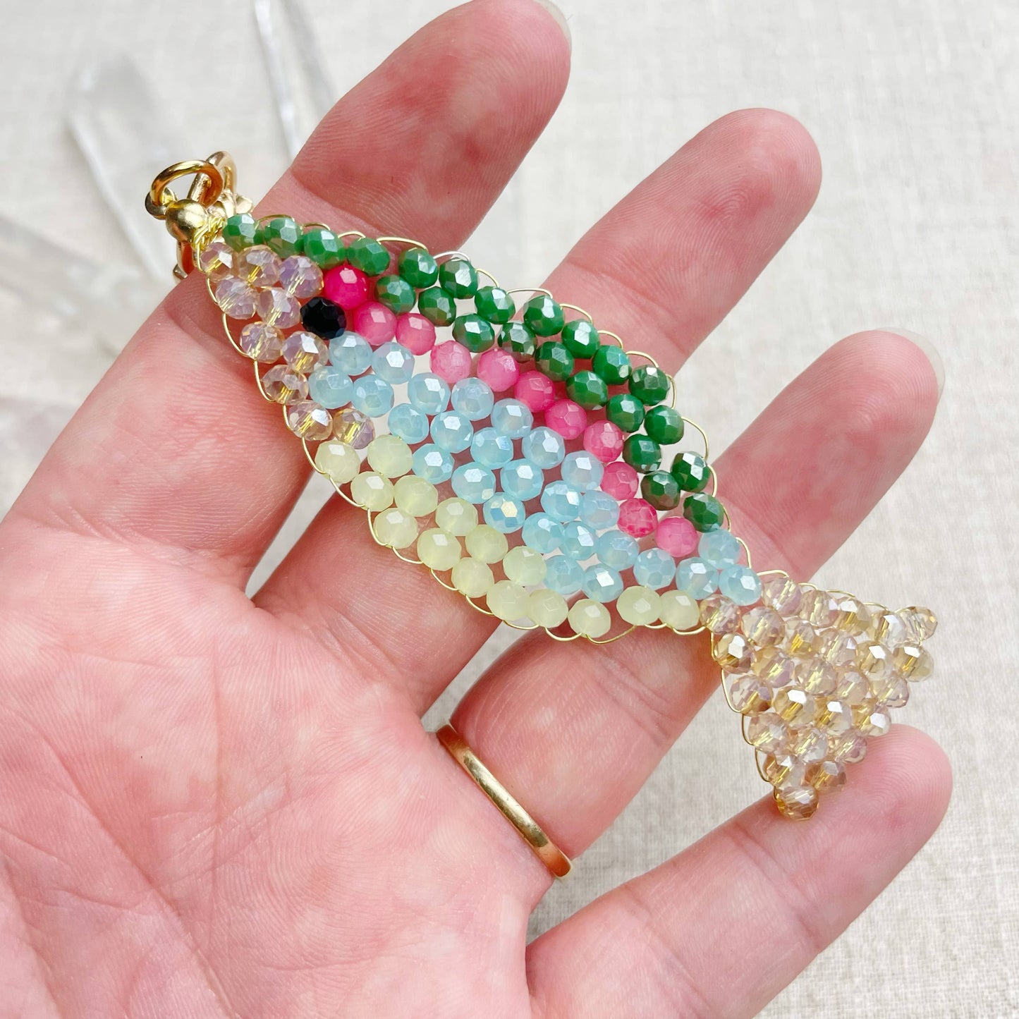Splashie// Spring Glass Beaded Fish Charm Keychain
